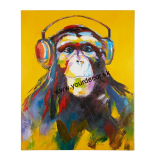 1Q198 Obraz Opica so slúchadlami, 80 x 100 cm