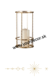 XMAS Lampáš, zlatá/číra, +sviečka, H26 cm