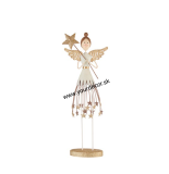 XMAS Anjel s hviezdnou sukňou malý, zlatá/biela, H30cm