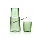 Karafa s pohárom NARCISO zelená plisé 230ml / 600ml, SET