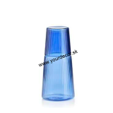 Karafa s pohárom NARCISO modrá plisé 230ml / 600ml, SET
