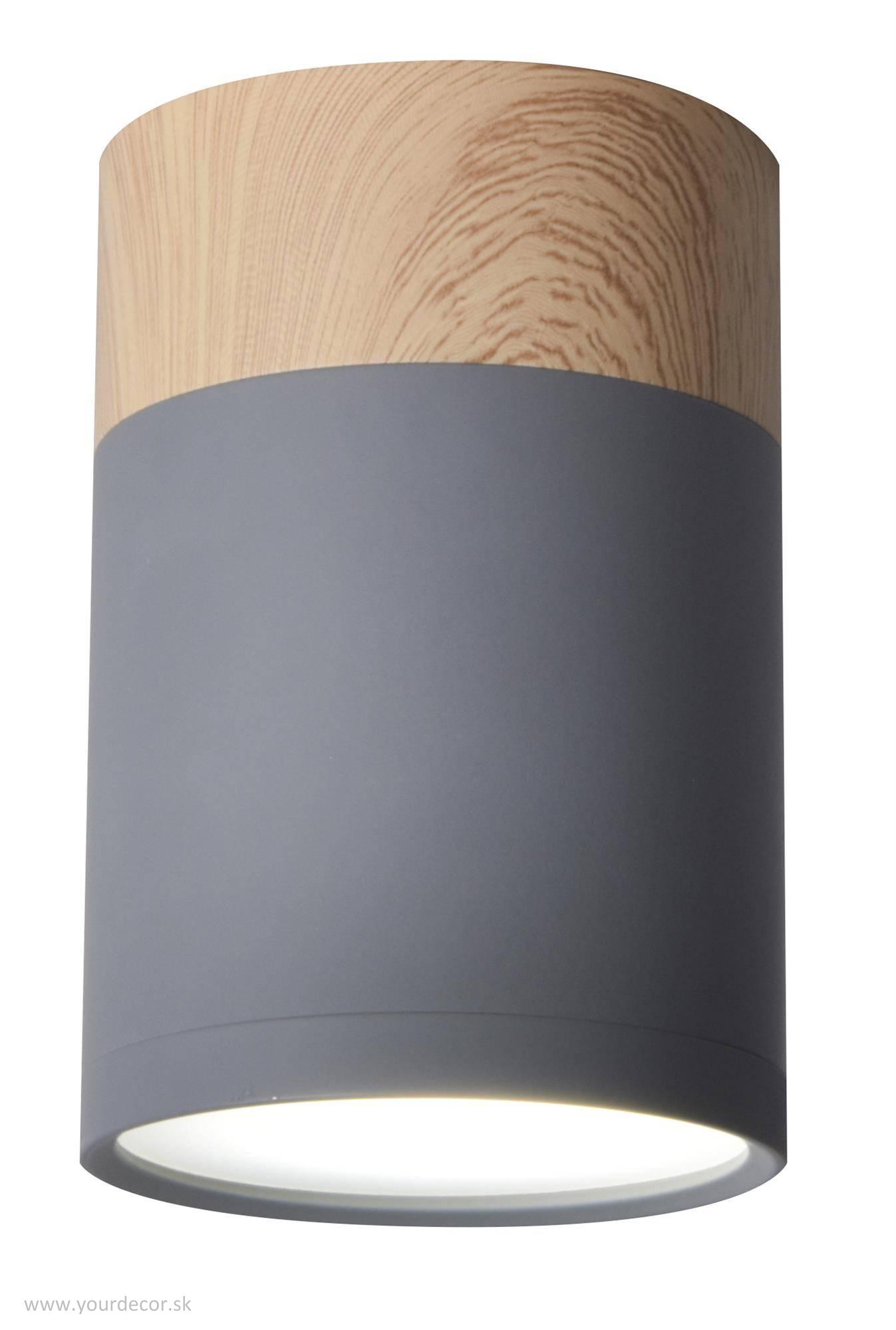 Stropné svietidlo TUBA Wood / Grey, GU10/15W, H10 cm