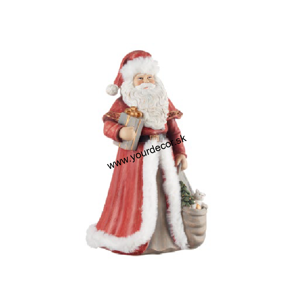 XMAS Santa v kožuchu s darčekmi, H29cm