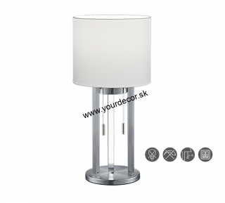 Stolná lampa TANDORI Nikel mat./Biela, 1/E27 + 3xLED1,8W, 3000K