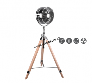 Ventilátor TROMSO chrom/drevo, max70W, H120-140cm