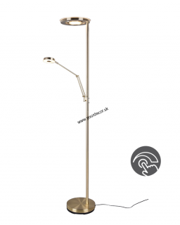 Stojatá lampa BARRIE Brass mat. LED32+6W, 2700-4000K, H181cm