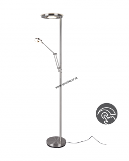 Stojatá lampa BARRIE Nickel mat. LED32+6W, 2700-4000K, H181cm