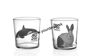 Pohár na vodu MESSAGE IN A GLASS SET2ks Arktický zajac a Kosatka