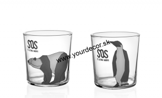 Pohár na vodu MESSAGE IN A GLASS SET2ks Polárny medveď a Tučniak