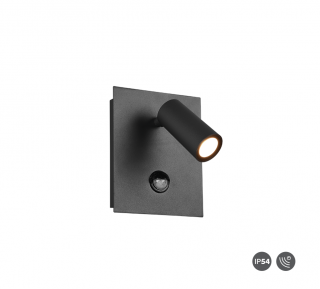Nástenné svietidlo TUNGA Sensor 1xCOM LED Black IP54