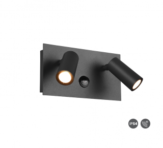 Nástenné svietidlo TUNGA Sensor 2xCOM LED Black IP54