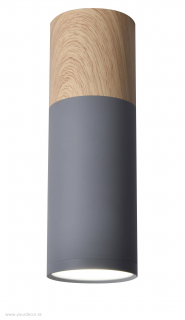 Stropné svietidlo TUBA Wood / Grey, GU10/15W, H20 cm
