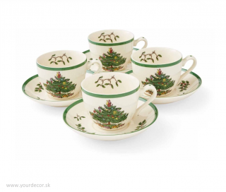 CHRISTMAS TREE Šálka na čaj s tanierikom, 0,2L, SET4 ks