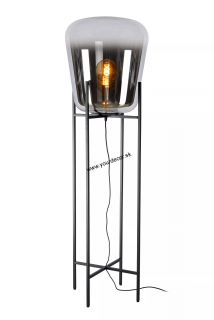 Stojatá lampa GLORIO Smoke Grey/Black, 1/E27, D32cm