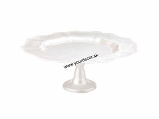 Podnos na tortu DUCHESSA  sklo biela perla, D34cm