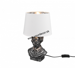 Stolná lampa ALBERT strieborná antik/biela, 1/E14, H36cm