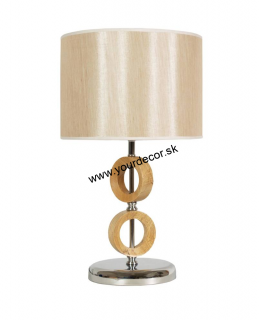 Stolná lampa ANELLO béžová/drevo/chrom, 1/E27, H45cm