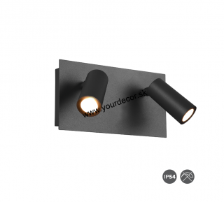 Nástenné svietidlo TUNGA 2xCOB LED Black IP54