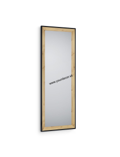 Nástenné zrkadlo BRANDA čierne-natur, MDF, 50x150cm