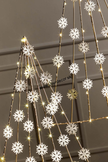 XMAS Vianočná dekorácia STROMČEK S VLOČKAMI LED, H90 cm - rozbalené