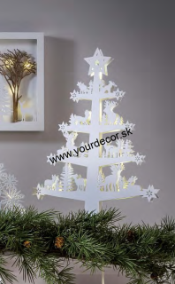 XMAS Vianočná dekorácia STROMČEK biely LED, H47 cm - rozbalené