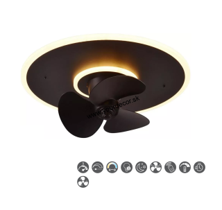 Ventilátor s osvetlením NYBRO čierna mat., LED30W, 2700-6500K, D50cm