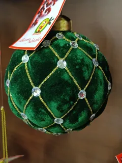 Vianočná guľa zelený zamant / diamant D10cm 