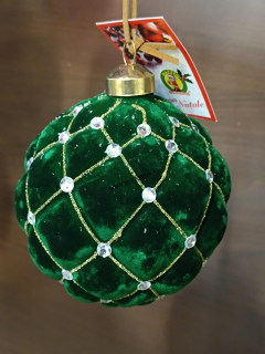 Vianočná guľa zelený zamant / diamant D7cm 