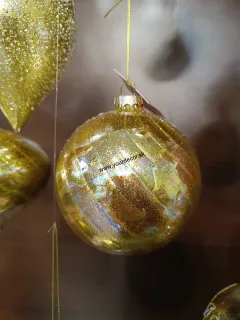 Vianočná guľa zlatá s vrúbkovaním D10cm