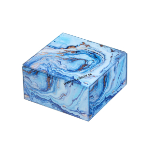 1L130 Krabička na šperky modrý mramor 12x12cm