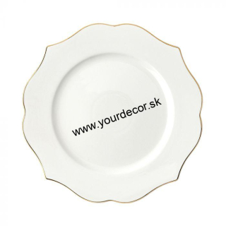 BELLA tanier servírovací biely/zlatá linka D30cm