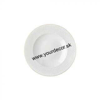 NICE tanier polievkový biely/zlatá linka D22cm, SET6ks