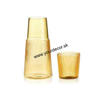 Karafa s pohárom NARCISO žltá plisé 230ml / 600ml, SET