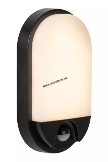 Nástenné svietidlo HUPS IR oval čierne LED10W, 3000K IP54, Snímač pohybu+deň/noc