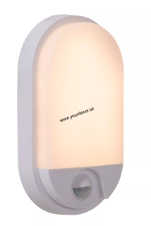 Nástenné svietidlo HUPS IR oval biele LED10W, 3000K IP54, Snímač pohybu+deň/noc