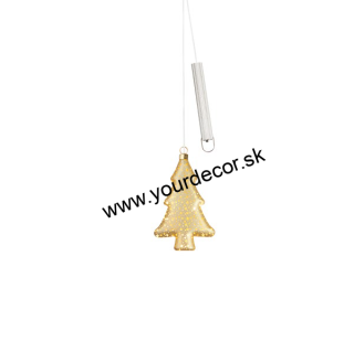 XMAS Závesná dekorácia Stromček zlatý LED, 2AAA, 9,5x3x16h