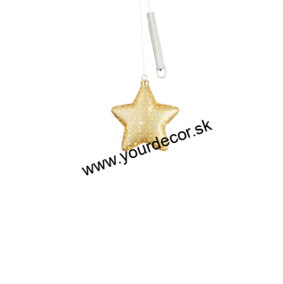 XMAS Závesná dekorácia Hviezda zlatá LED, 2AAA, 14,5x5x15h