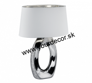 Stolná lampa TABA strieborná/biela, 1/E27, H52 cm
