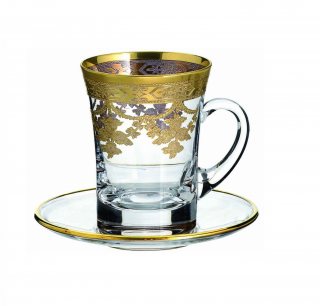 Šálka na čaj s tanierikom GALILEO Panto zlatý dekor, SET 6ks