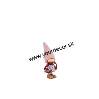 XMAS Dekorácia Dievčatko v ružovej čiapke D9x22H
